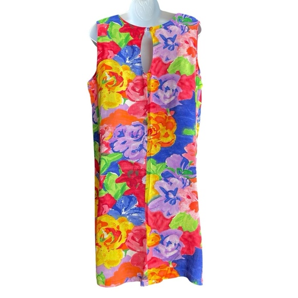 Jams World Floral Splendor Shift Dress XL Hawaiian Aloha Sleeveless Multicolor - Picture 2 of 4